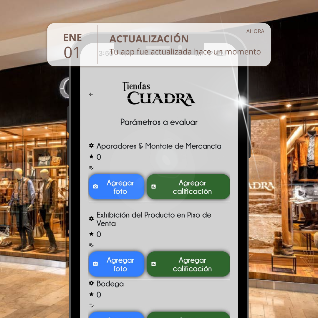 Mockup de la App de Cuadra